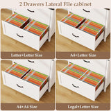 Vabches 2 Drawer Vertical File Cabinet with Bookshelf