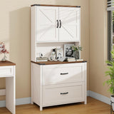 Vabches 2 Drawer Vertical File Cabinet with Bookshelf