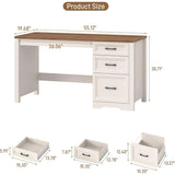 Farmhouse Home Office Desk with File Cabinet and 2 Drawers