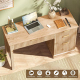 Vabches Fluted Executive Desk with File Drawer