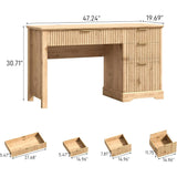 Vabches Fluted Executive Desk with File Drawer