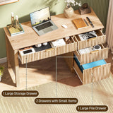 Vabches Fluted Executive Desk with File Drawer