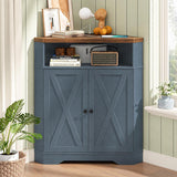 walnut and blue