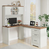 Vabches Farmhouse 68in L Shaped Executive Desk with Charging Station