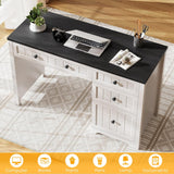 Vabches Rustic Office Desk with Storage Cabinet and File Drawer