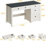 Vabches Rustic Office Desk with Storage Cabinet and File Drawer