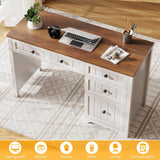 Vabches Rustic Office Desk with Storage Cabinet and File Drawer
