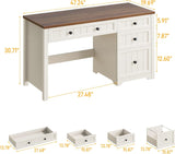 Vabches Rustic Office Desk with Storage Cabinet and File Drawer
