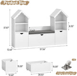 Vabches Castle Shape Children's Bookshelf with 3 Movable Drawers and Seat Cushion