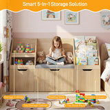 Vabches Kids Bookshelf with Storage Organizer and Seat Cushion