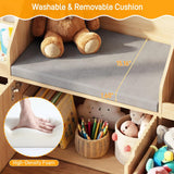 Vabches Kids Bookshelf with Storage Organizer and Seat Cushion