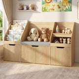 Vabches Kids Bookshelf with Storage Organizer and Seat Cushion