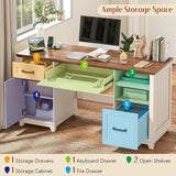Vabches 55in Farmhouse Executive Desk with 3 Drawers and Storage Cabinet