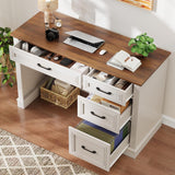 Vabches Farmhouse 4IN Executive Desk with 4 Drawers