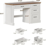 Vabches Farmhouse 4IN Executive Desk with 4 Drawers