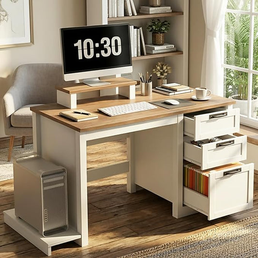 47.2IN Farmhouse Computer Desk with Adjustable File Drawer