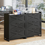 Vabches File Cabinet 3 Drawers Lateral File Cabinet with Charging Station