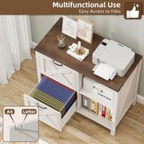 Vabches Wood Printer Stand with Open Adjustable Shelves