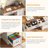 Vabches Roman Style 47in Executive Desk with File Drawer