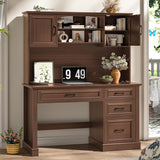 Vabches Farmhouse 67in Executive Desk with LED Light and Charging Station
