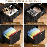 Fluted Computer Desk with Adjustable File Drawer for Home Office