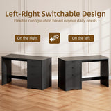 Fluted Computer Desk with Adjustable File Drawer for Home Office