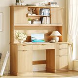 Farmhouse 59in Executive Desk with 5 Drawers and 3 Storage Cabinets