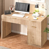 Farmhouse 47in Fluted Executive Desk with Adjustable Shelf