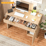 Farmhouse 47in Fluted Executive Desk with Adjustable Shelf