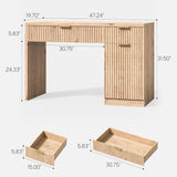Farmhouse 47in Fluted Executive Desk with Adjustable Shelf