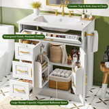 Vabches Bathroom Vanity with 2 Doors and 4 Drawer Cabinet