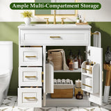 Vabches Bathroom Vanity with 2 Doors and 4 Drawer Cabinet