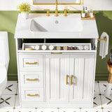 Vabches Bathroom Vanity with 2 Doors and 4 Drawer Cabinet