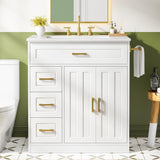 Vabches Bathroom Vanity with 2 Doors and 4 Drawer Cabinet