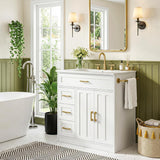 Vabches Bathroom Vanity with 2 Doors and 4 Drawer Cabinet