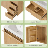 Farmhouse Fluted Bathroom Vanity with Ceramic Sink and 5 Drawers