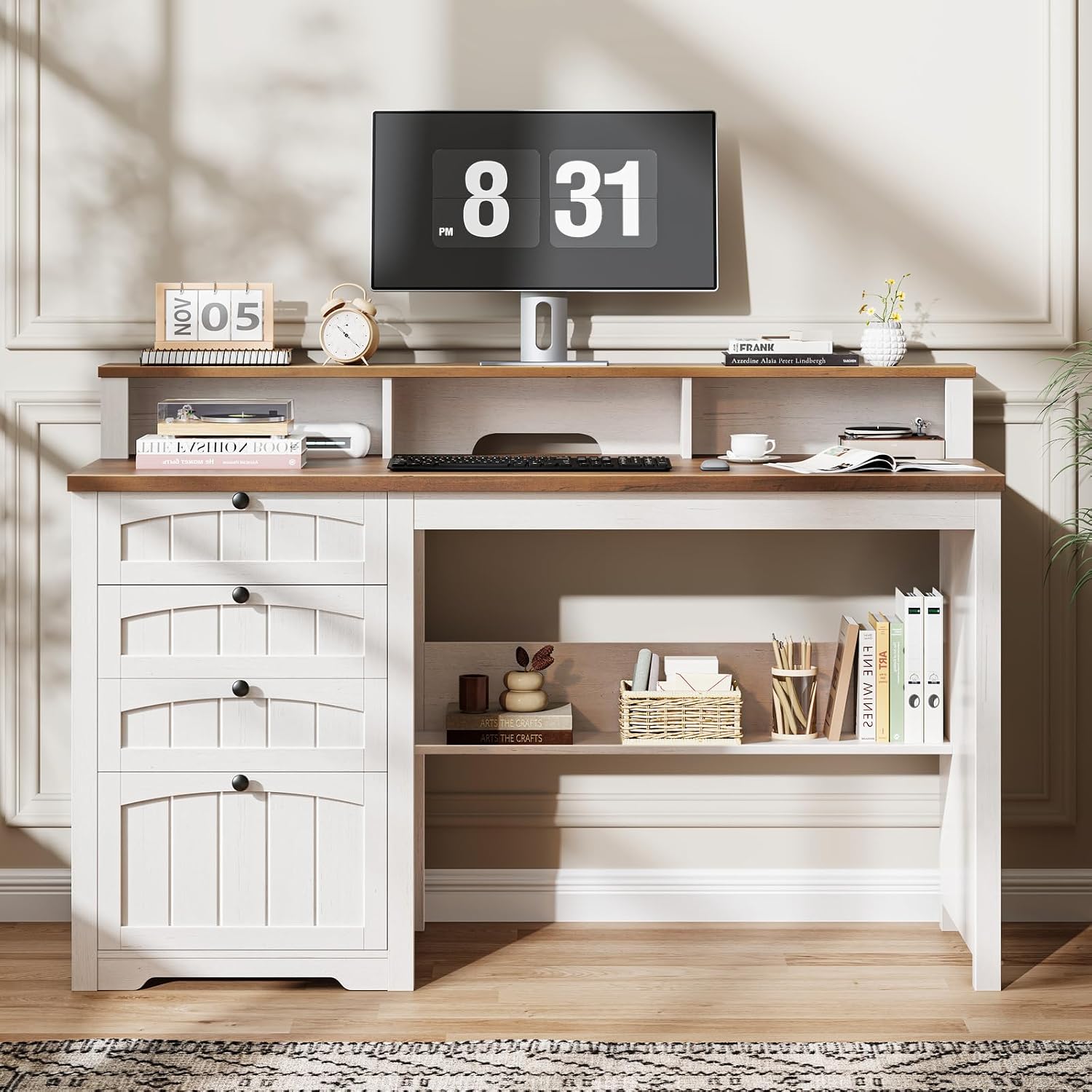 Walnut and White