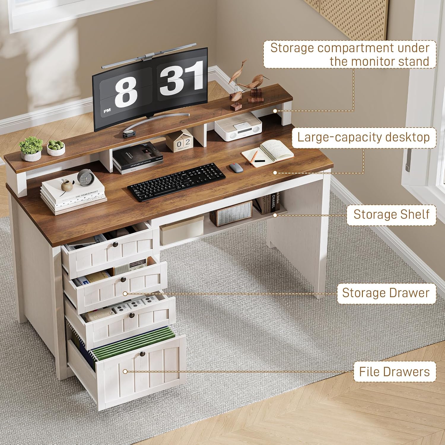 Walnut and White