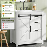 Farmhouse Bathroom Vanity with Ceramic Sink and 3 Drawers