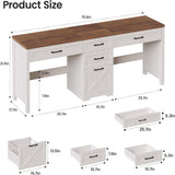 Vabches Farmhouse Two Person Computer Desk with 5 Storage Drawers