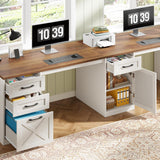 Vabches Executive Two Person Desk with 5 Storage Drawers