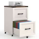 2 Drawers Farmhouse File Cabinet with Wheels for Home Office