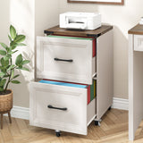 2 Drawers Farmhouse File Cabinet with Wheels for Home Office