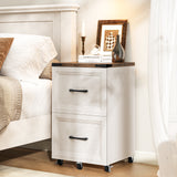 2 Drawers Farmhouse File Cabinet with Wheels for Home Office