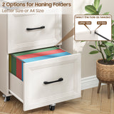 2 Drawers Farmhouse File Cabinet with Wheels for Home Office