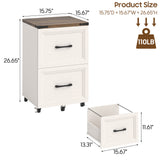 2 Drawers Farmhouse File Cabinet with Wheels for Home Office