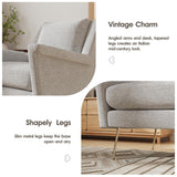 Mid Century Modern Upholstered Armchair in Chenille Grey, Comfortable Accent Lounge Chair with Thick Cushions