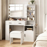 Pequeño tocador con espejo y luces