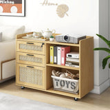 Archivador de ratán con 3 cajones y cerradura