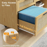 Archivador de ratán con 3 cajones y cerradura